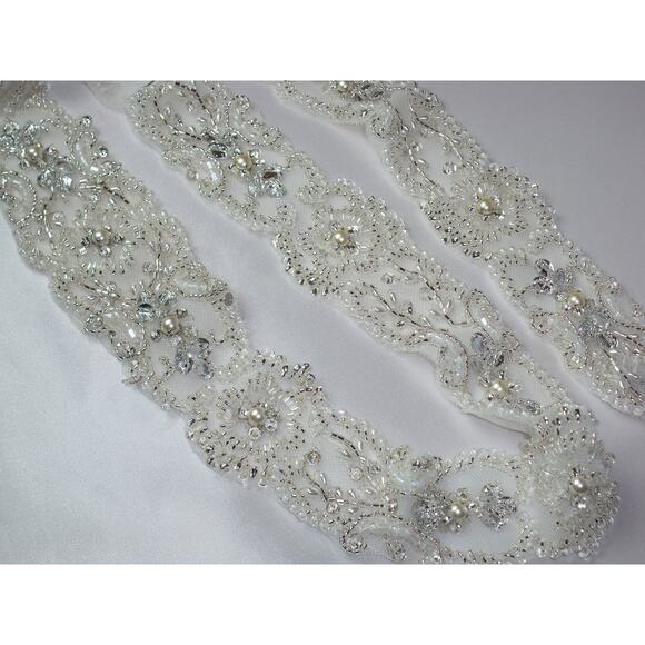 Beaded bridal belt, rhinestone bridal wedding dress belt bridal beaded sash - Picture 5 of 7